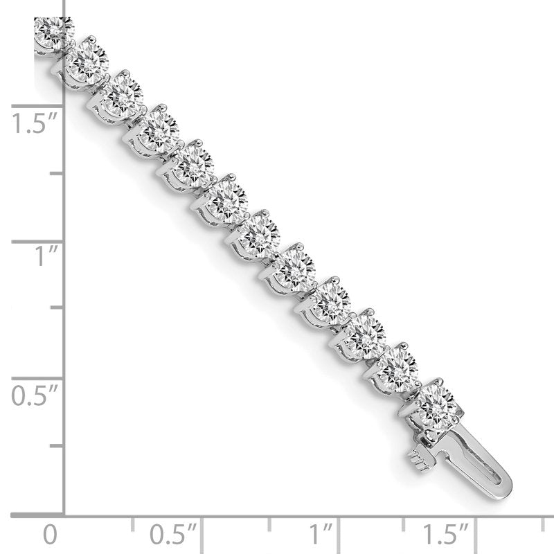 14k White Gold Complete 7 carat Round AAA Diamond 3-prong 7 inch Tennis Bracelet