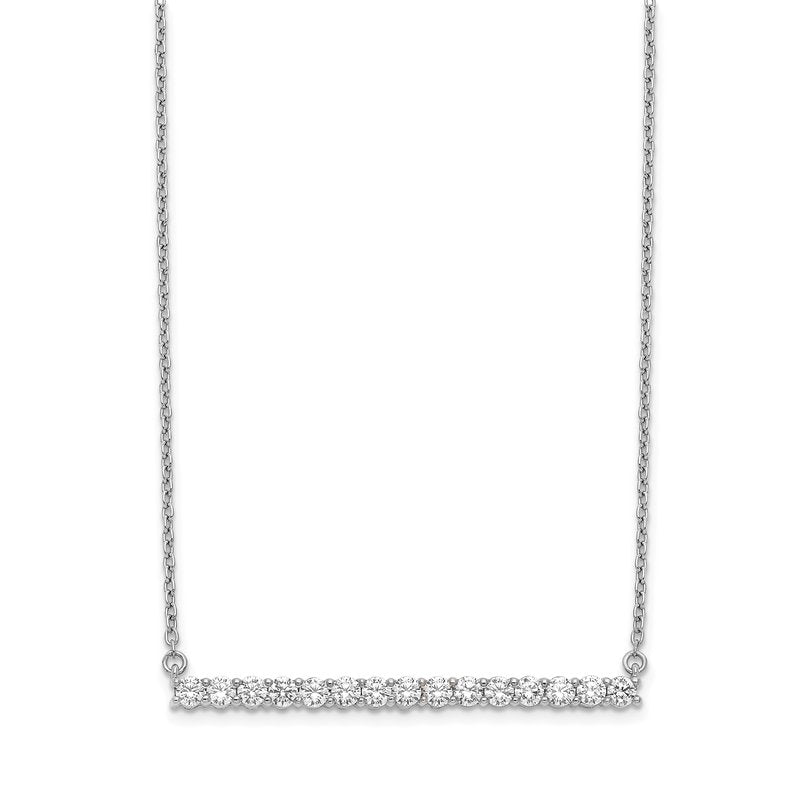 14k White Gold 1/10 carat Diamond Bar 18 inch Necklace
