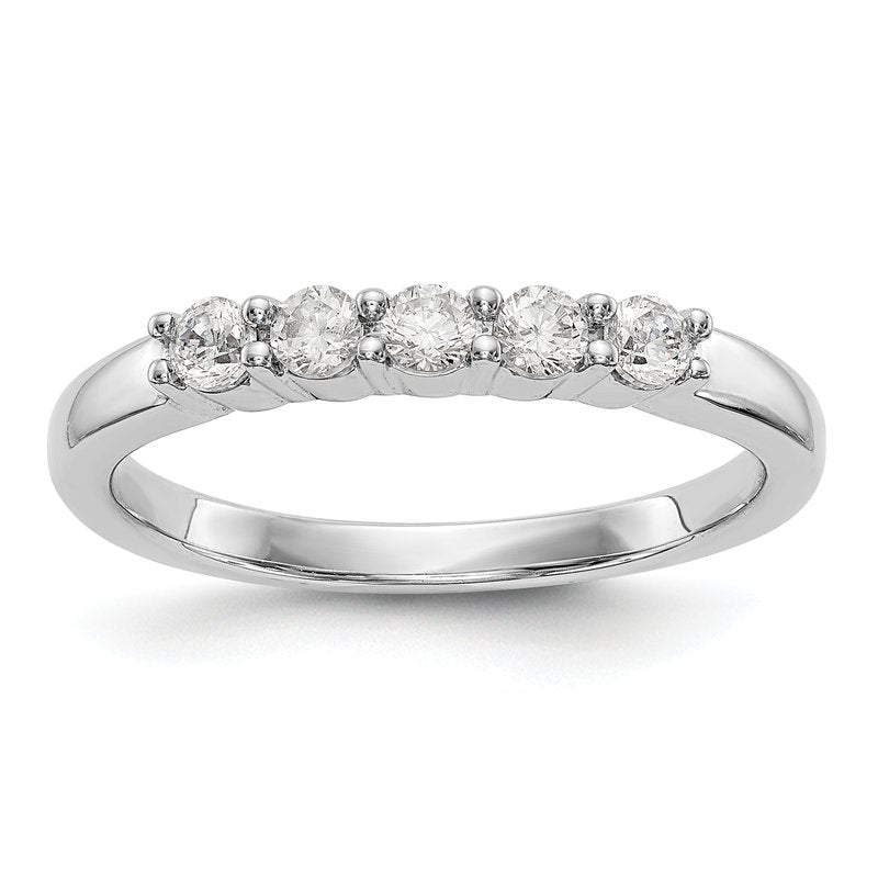 14K White Gold 1/3 carat Lab Grown Diamond VS+ F+ Complete Round Five Stone Ring