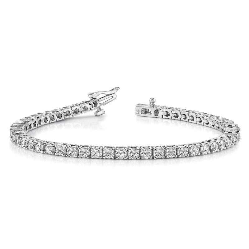 14k White Gold Complete 4.92 carat Round AAA Diamond 4-prong 7 inch Tennis Bracelet