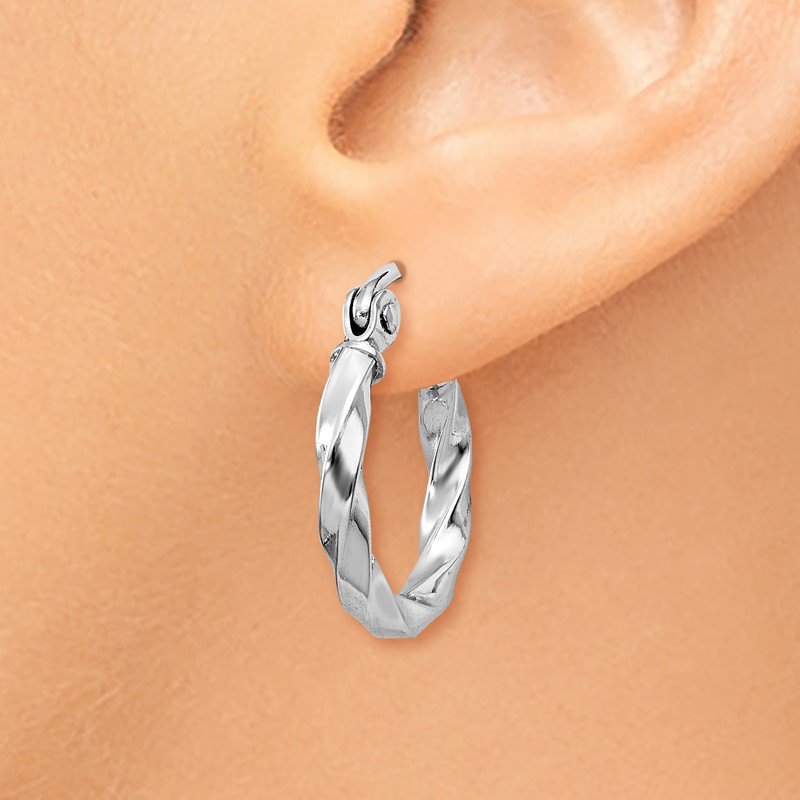 14k WG Twist Polished Hoop Earring