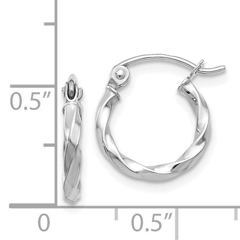 14k WG Twist Polished Hoop Earring