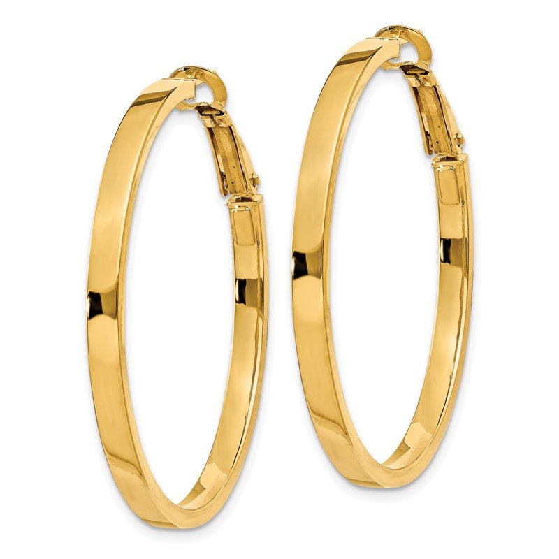 14k 3x37mm Polished Square Tube Round Hoop Earrings