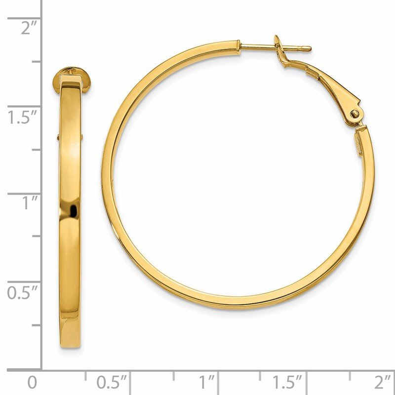 14k 3x37mm Polished Square Tube Round Hoop Earrings