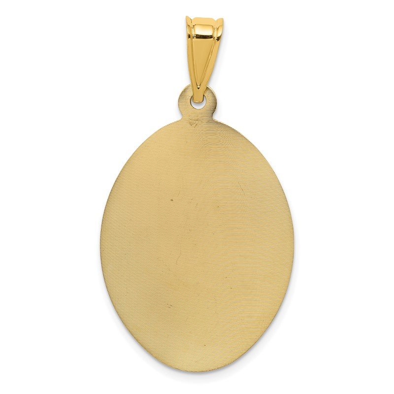 14K with Rose and White Rhodium Diamond-cut Solid Large Sagrado Corazon de Jesus Oval Pendant