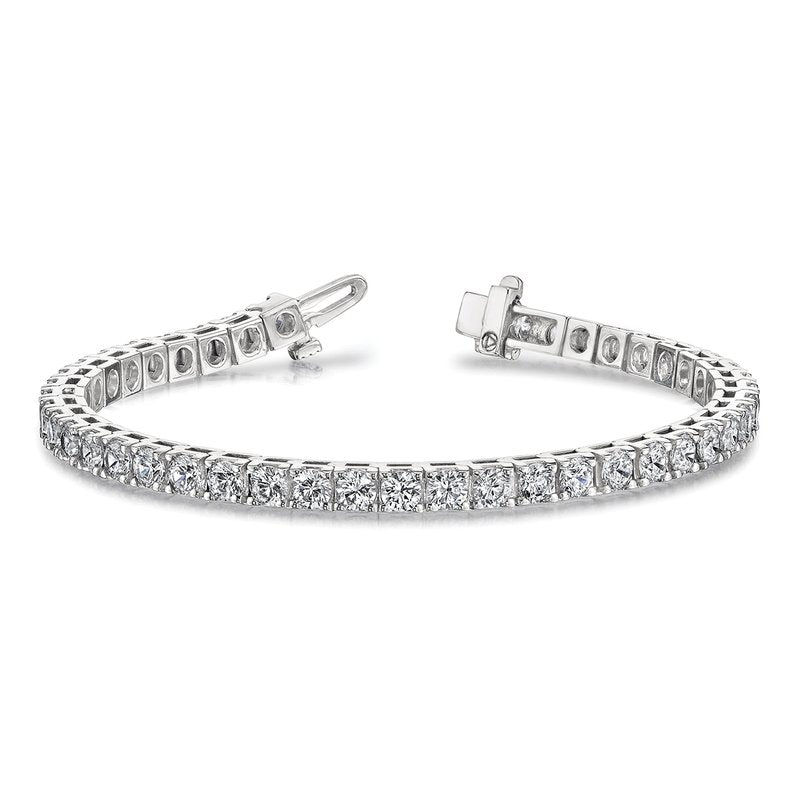 14k White Gold Complete 6.6 carat Round AAA Diamond 4-prong 7 inch Tennis Bracelet