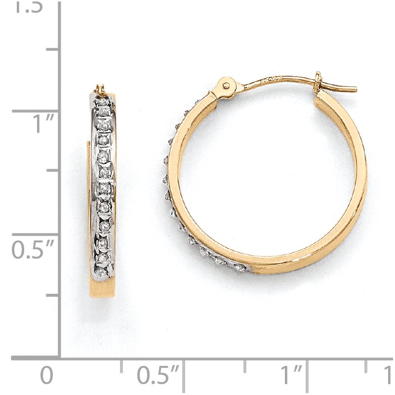 14k Diamond Fascination Round Hinged Hoop Earrings