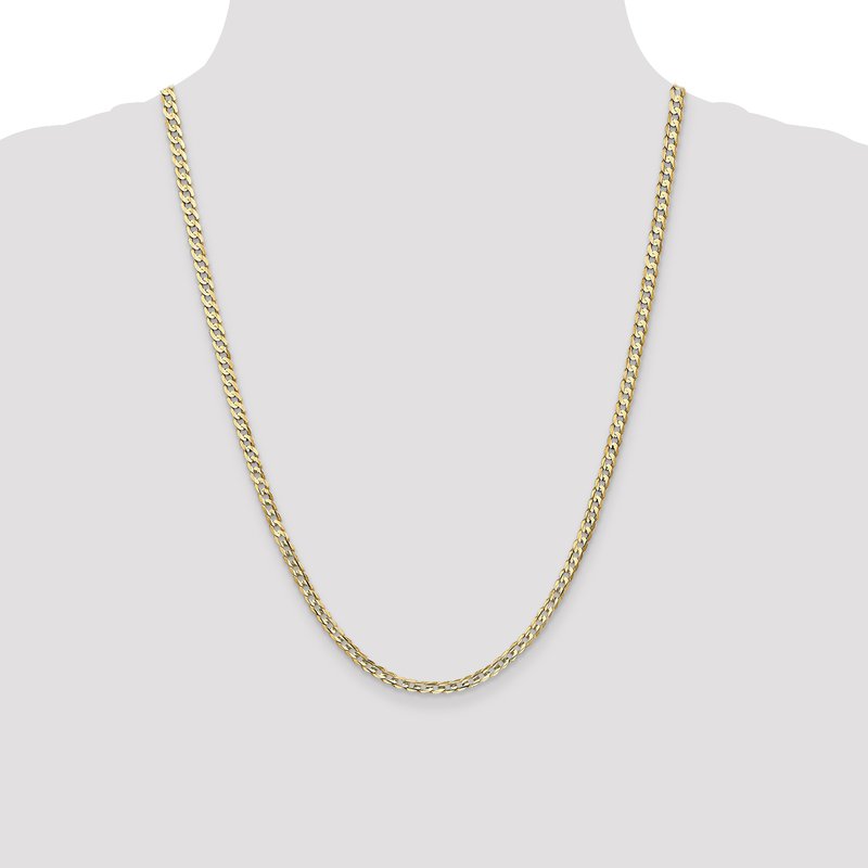 14K 26 inch 3.8mm Open Concave Curb with Lobster Clasp Chain