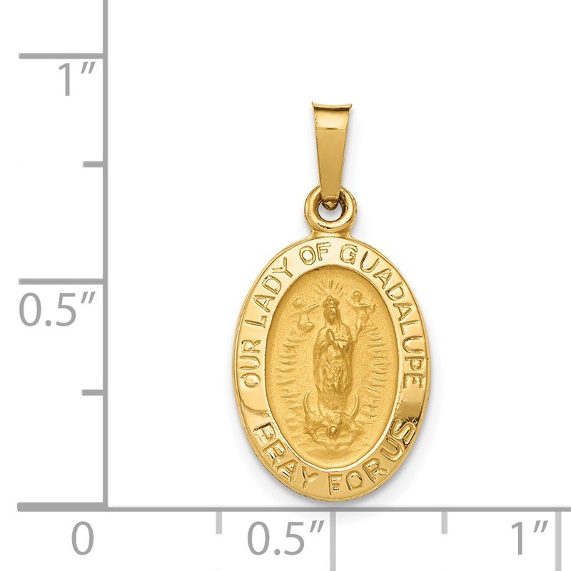14k Polished and Satin Hollow Our Lady Of Guadalupe Medal Oval Charm