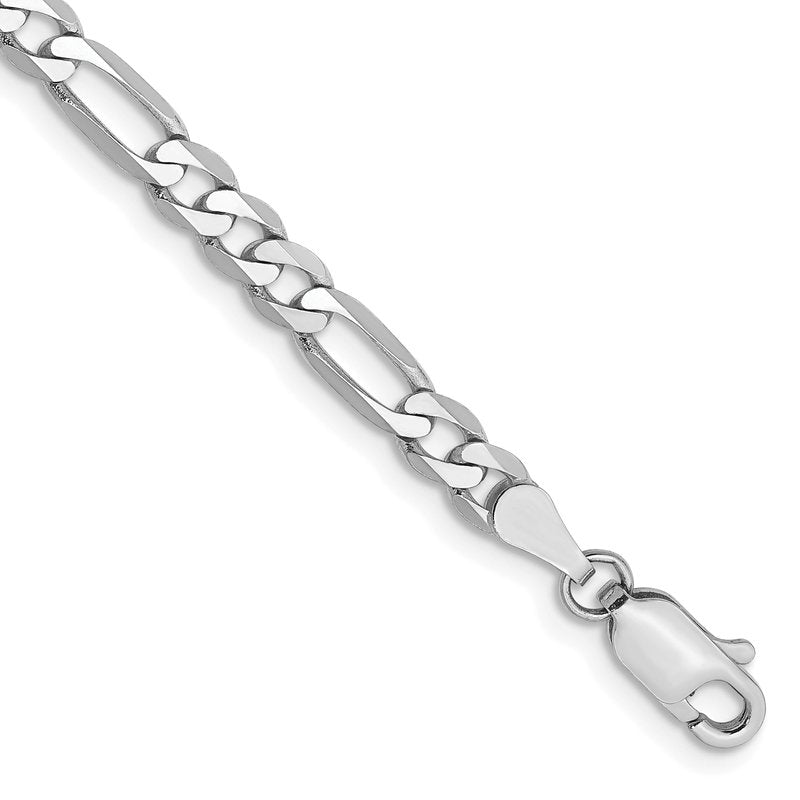 14K White Gold 26 inch 4mm Flat Figaro with Lobster Clasp Chain