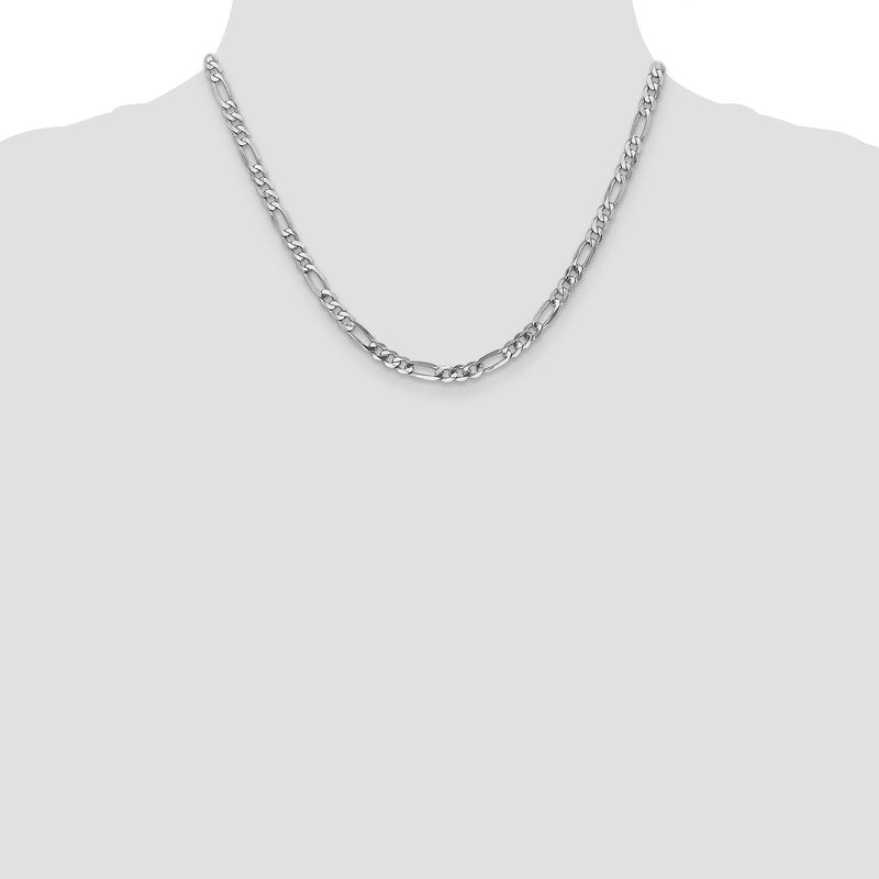 14K White Gold 26 inch 4.5mm Flat Figaro with Lobster Clasp Chain