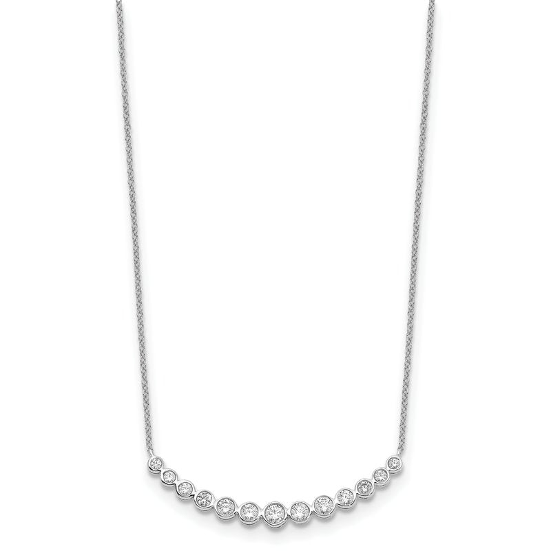 14k White Gold 1/4 carat Diamond Bezel-set Curved Bar 18 inch Necklace