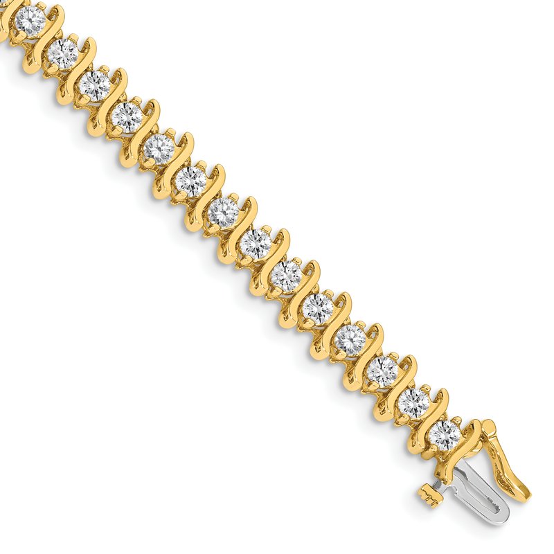 14k Complete 5.95 carat Round A Diamond 2-prong S-link 7 inch Tennis Bracelet