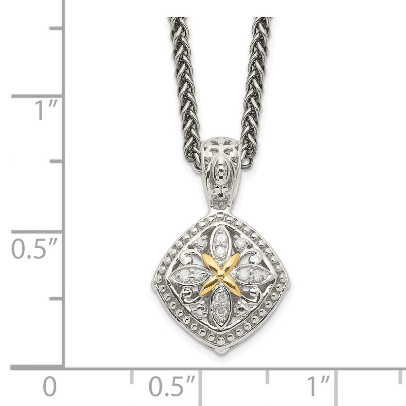 Sterling Silver with 14K Accent 18 Inch Diamond Necklace