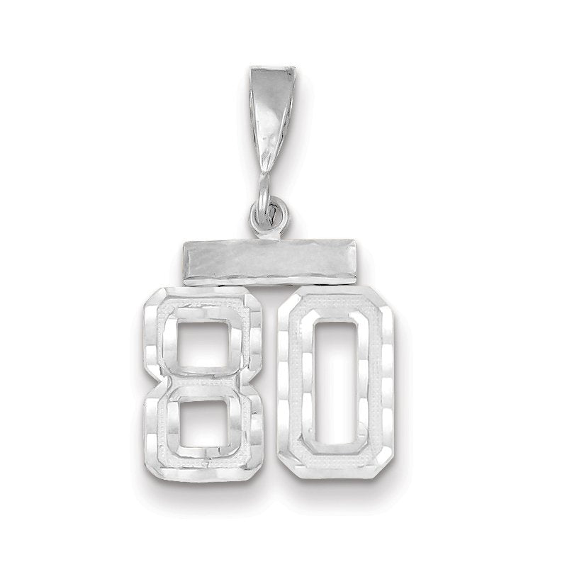 14kw Small Brushed Diamond-cut Number 80 Charm
