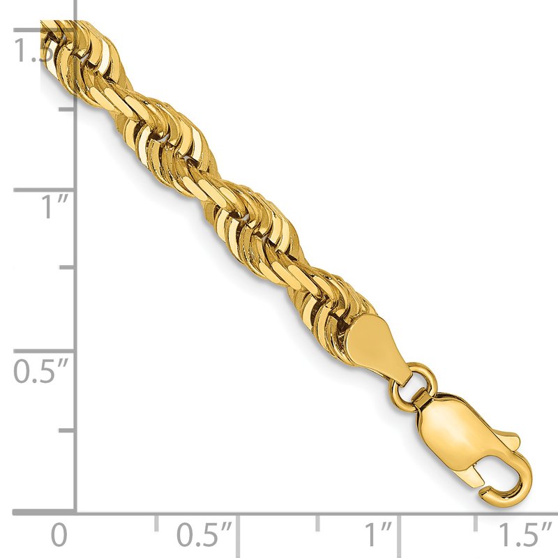 14K 26 Inch 5mm Diamond-cut Quadruple Rope Lobster Clasp Chain