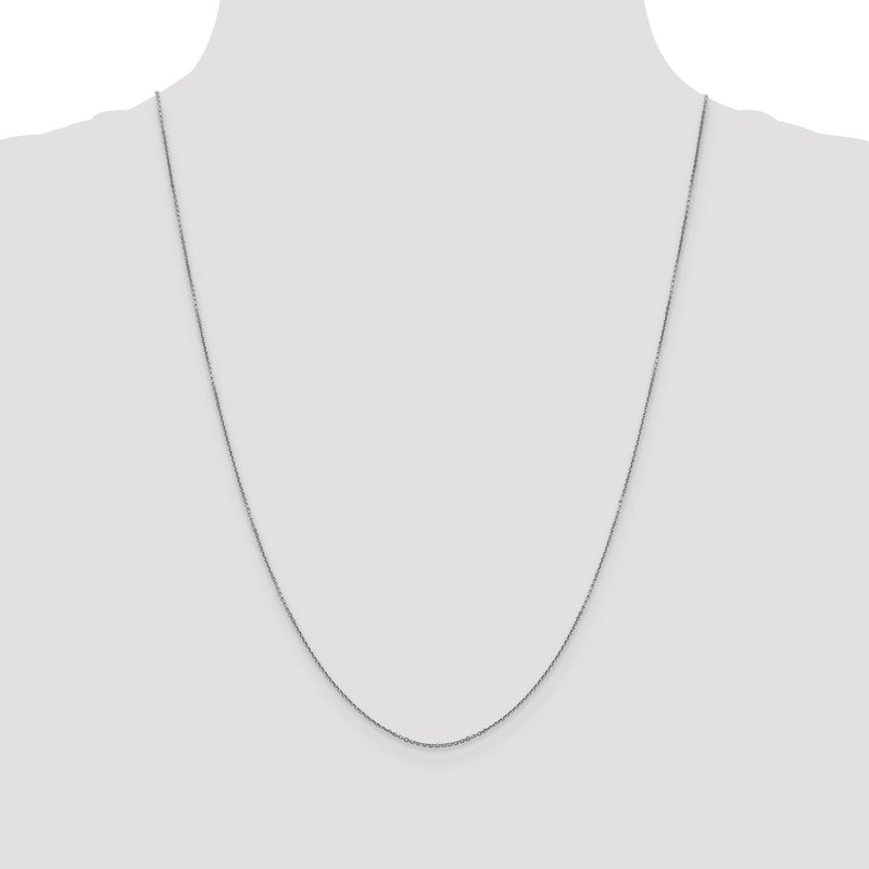 14K White Gold 26 inch .9mm Diamond-cut Round Open Link Cable with Lobster Clasp Chain