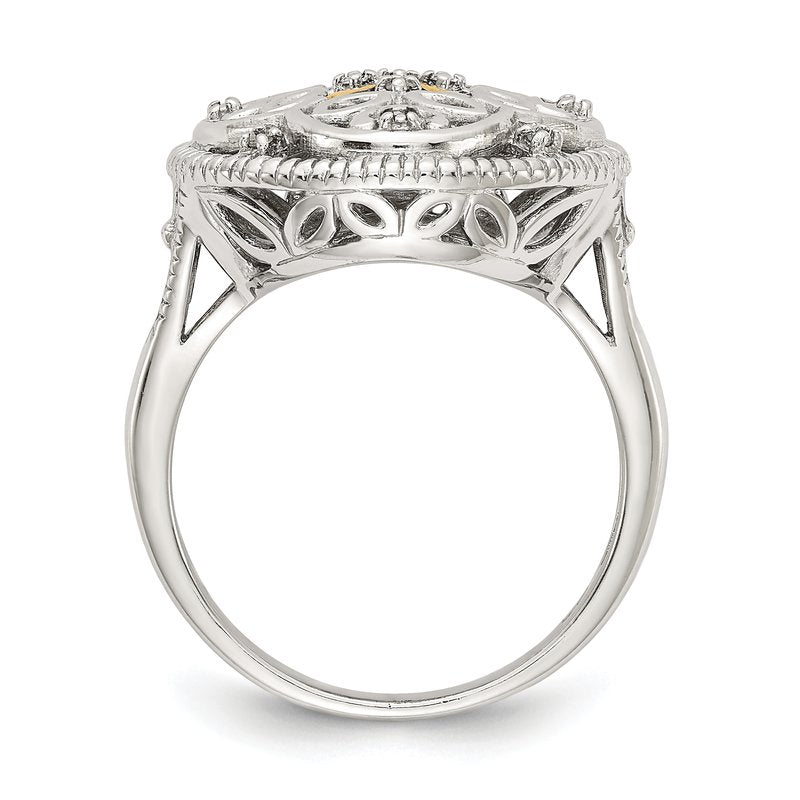 Sterling Silver Rhodium-plated with 14K Accent Diamond Vintage Ring