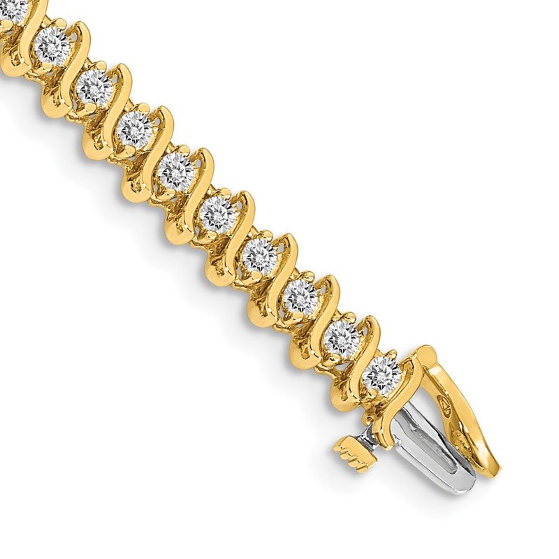 14k Complete 3.08 carat Round AAA Diamond 2-prong S-link 7 inch Tennis Bracelet