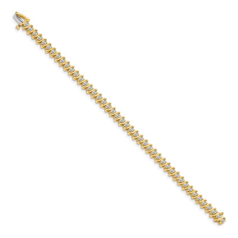 14k Complete 3.08 carat Round AAA Diamond 2-prong S-link 7 inch Tennis Bracelet