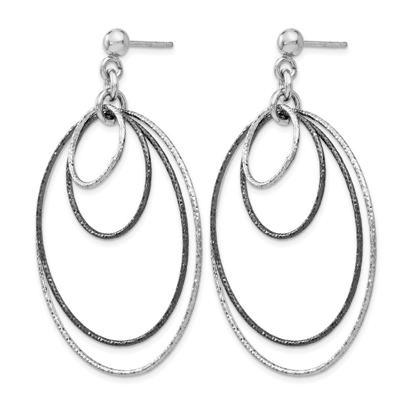 SS and Ruthenium Plated D/C Post Hoop Earrings