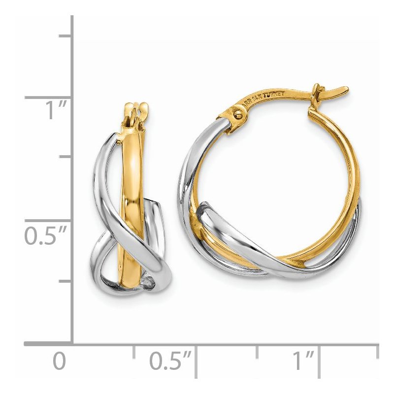 14K Two-Tone Polished Twisted Hoop Earrings