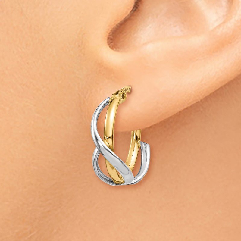 14K Two-Tone Polished Twisted Hoop Earrings