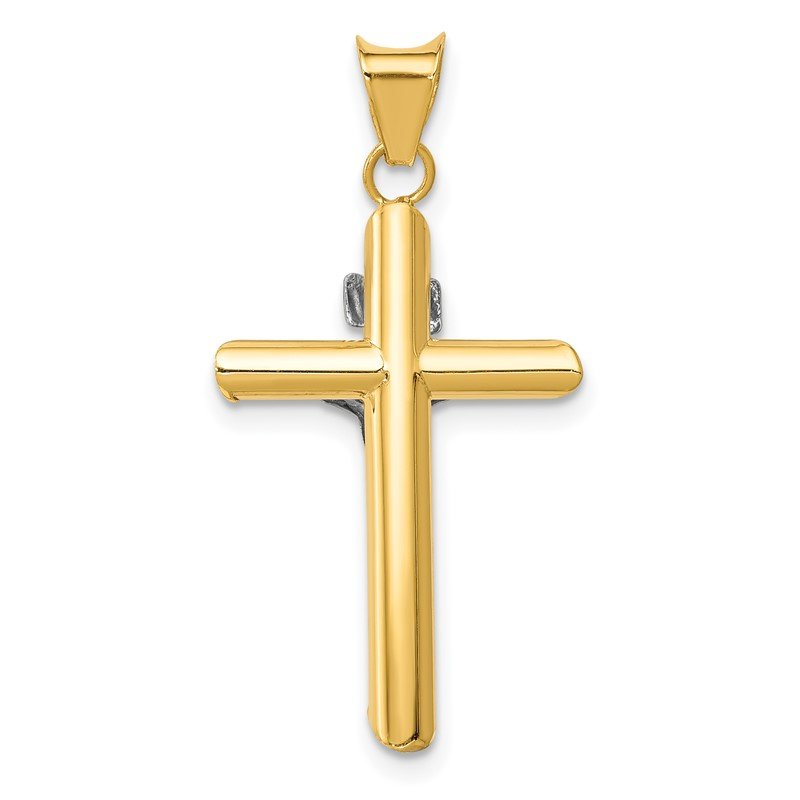 14K Two-Tone and White Rhodium Inri Crucifix Pendant