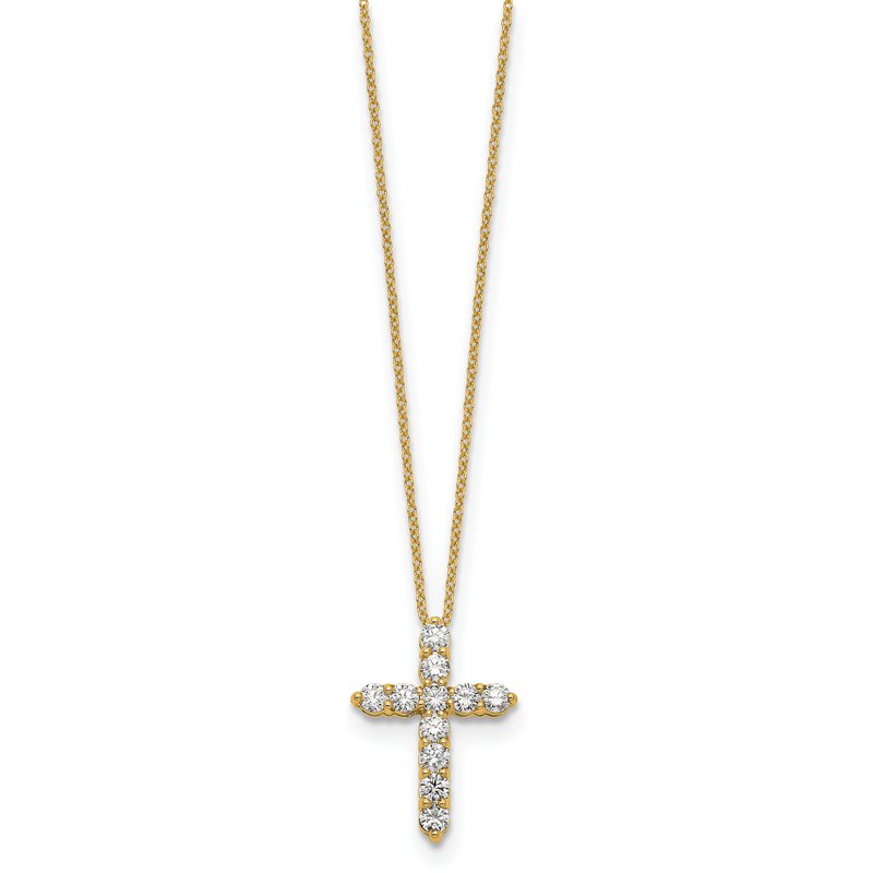 14k White Gold 1/4 carat Diamond Cross Pendant 18 inch Necklace