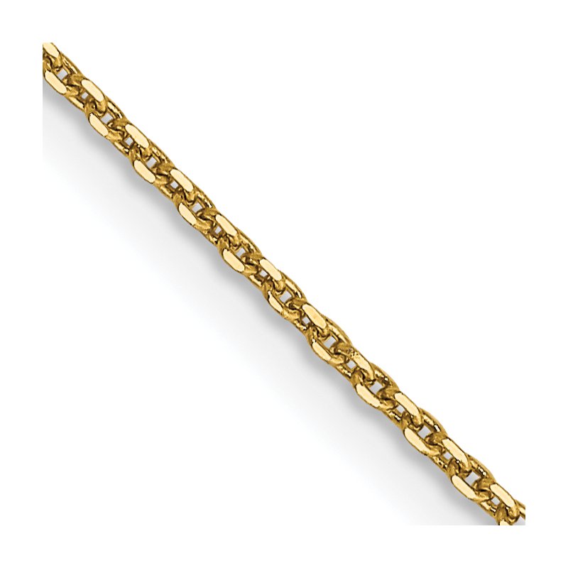 14K 26 inch .9mm Diamond-cut Round Open Link Cable with Lobster Clasp Chain