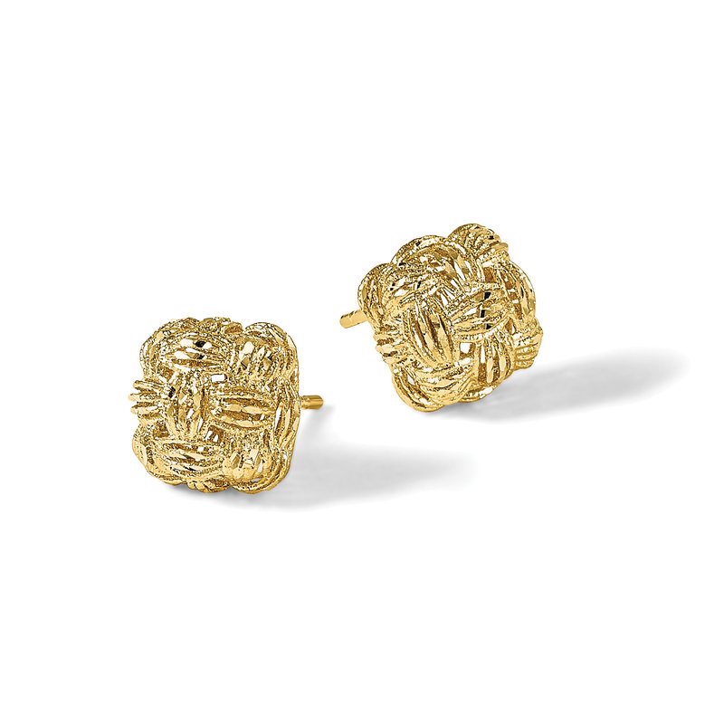 14K D/C Basketweave Post Earrings