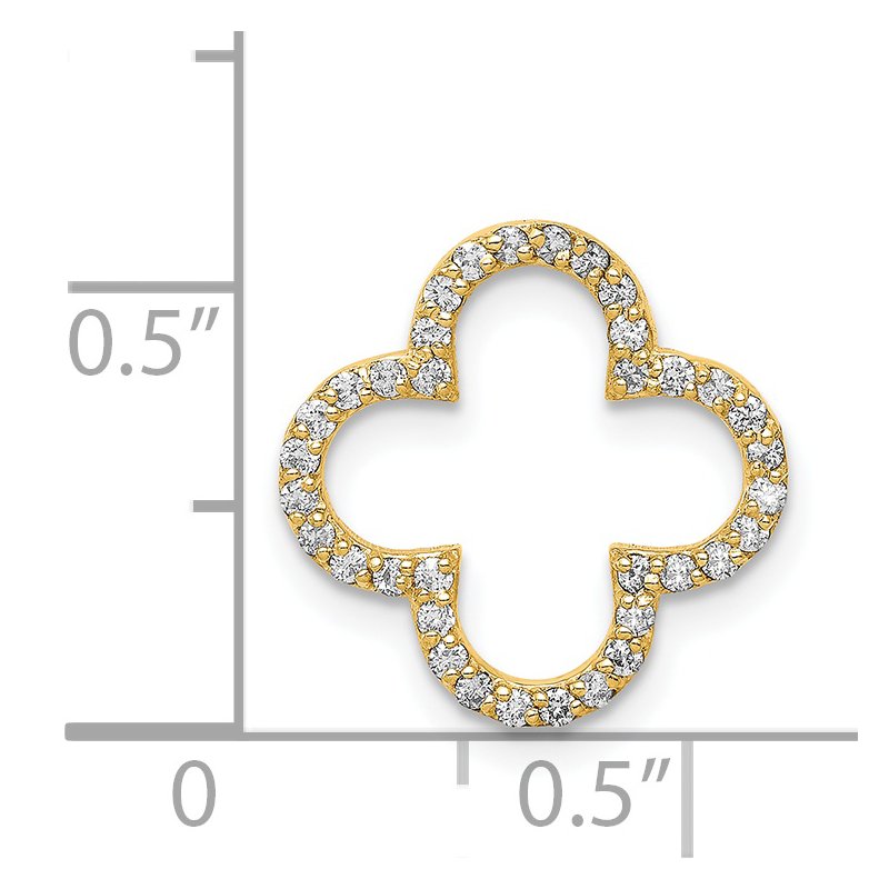 14k Polished 1/4 carat Diamond Small Quatrefoil Design Pendant