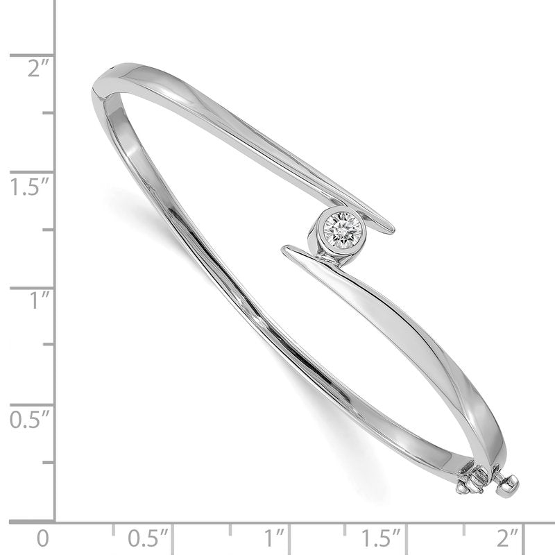 14k White Gold Complete 1/2 carat VS Diamond Hinged Oval Bangle Bracelet