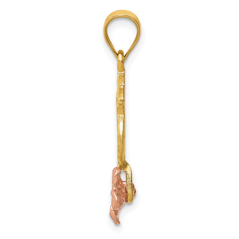 14K Yellow and Rose Gold Pineapple with Plumeria Flower Pendant