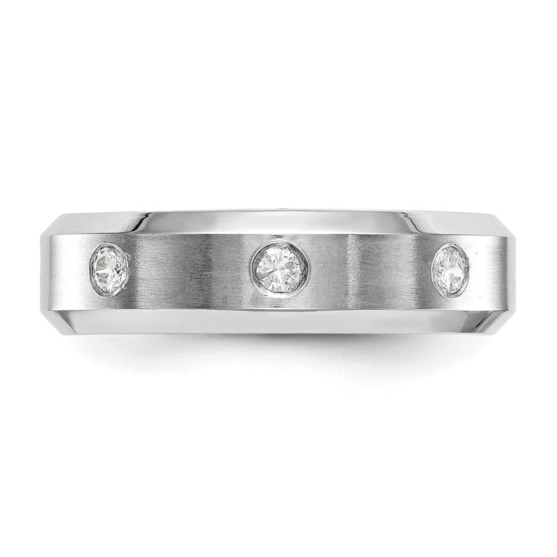 14K White Gold Men's 1/6 carat Lab Grown Diamond VS+ F+ Complete Band