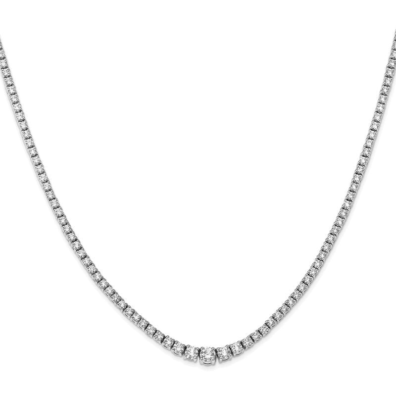 14k White Gold Complete 6.8 carat Round AAA Graduated Diamond 16 inch Necklace