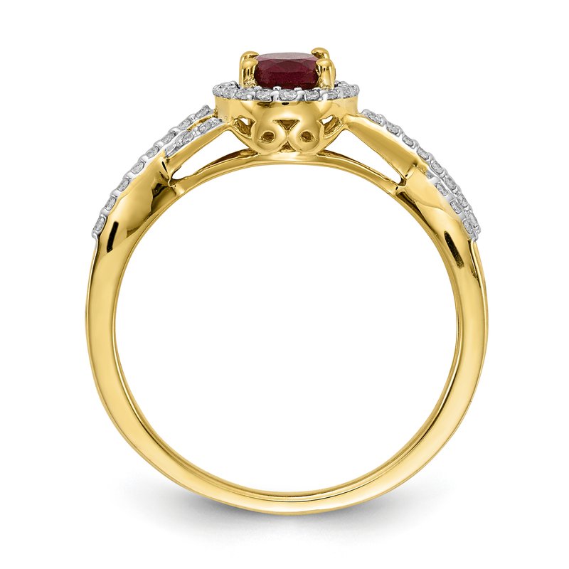 14k White Gold Diamond and Ruby Oval Halo Ring