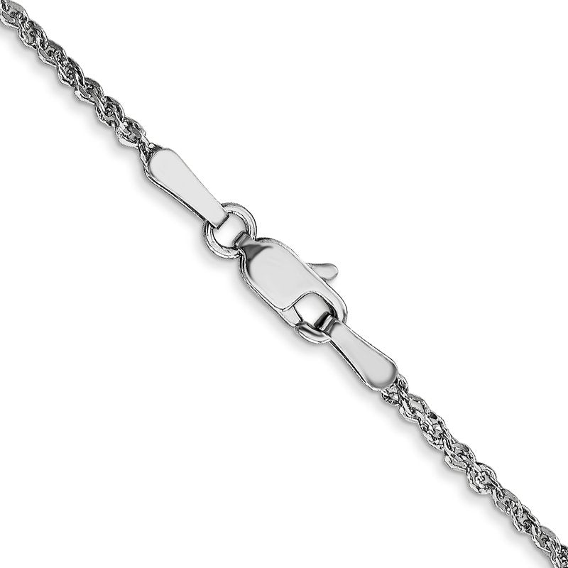 14K  White Gold 10 inch 1.7mm Ropa with Lobster Clasp Anklet