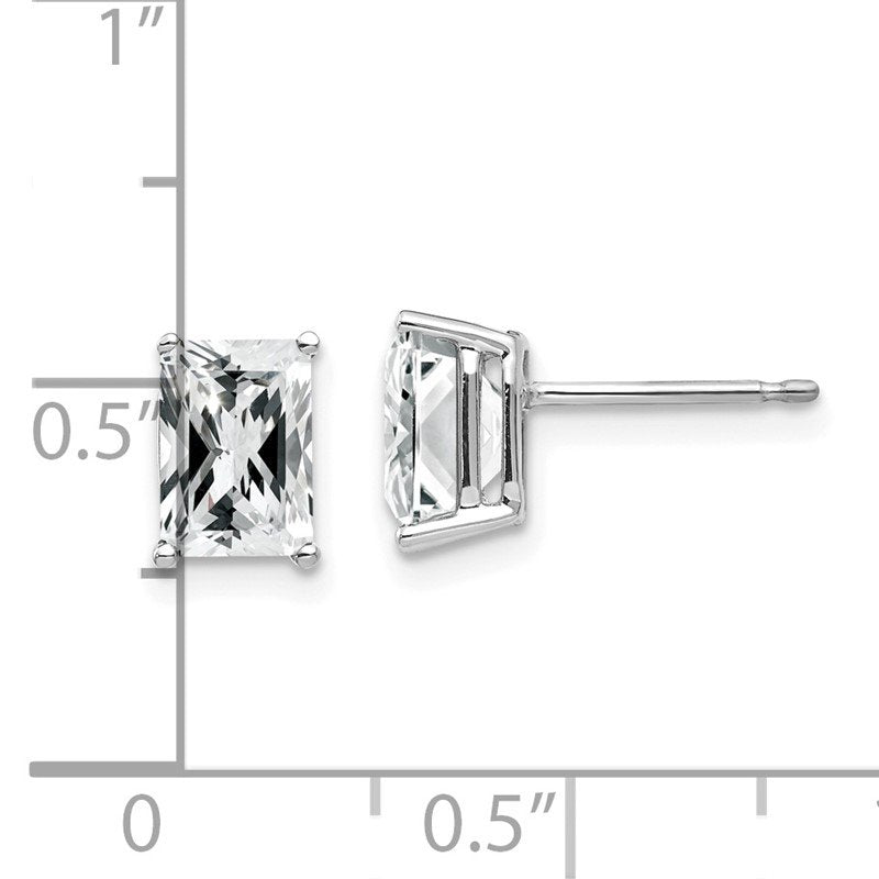 14k White Gold 7x5mm Octagon Radiant-Cut Cubic Zirconia Post Earrings