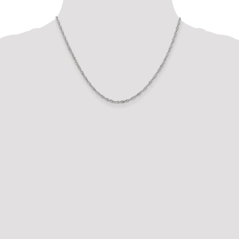 14K White Gold 1.9mm Singapore Chain Anklet