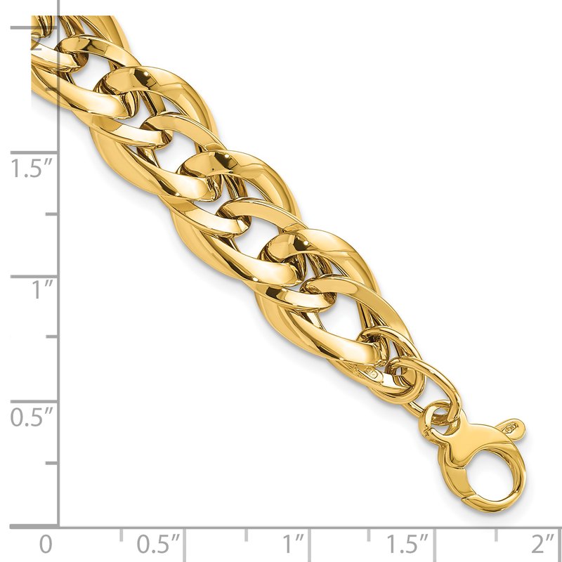 14k Polished 11.4mm Fancy Link 7.5 inch Bracelet