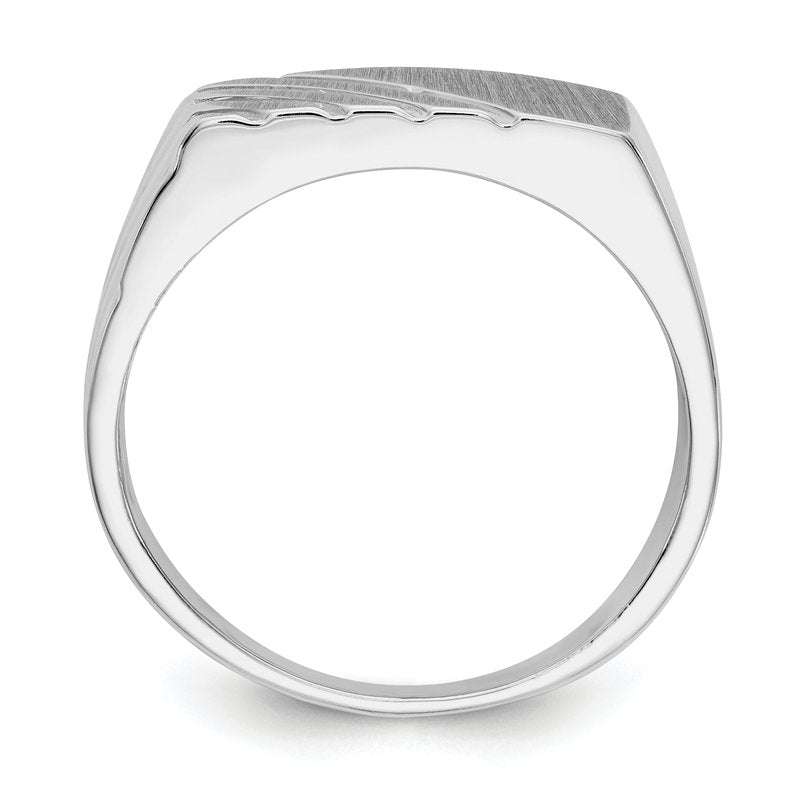 14k White Gold 16.5x7.5mm Open Back Mens Signet Ring