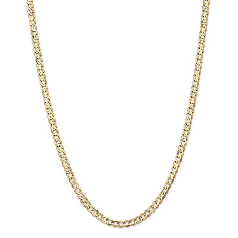 14K 26 inch 4.5mm Open Concave Curb with Lobster Clasp Chain