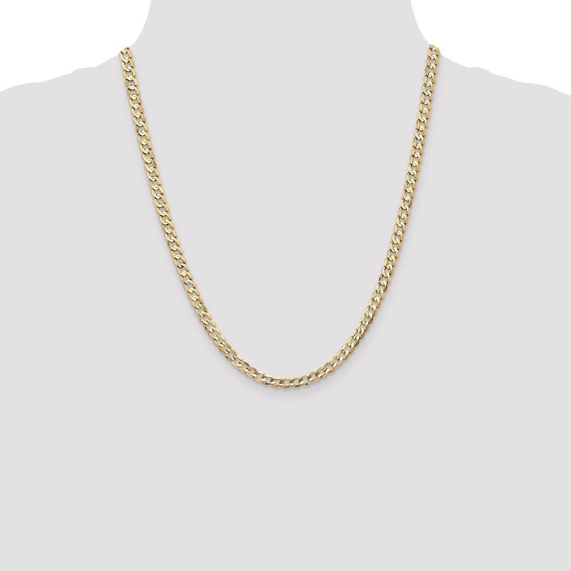 14K 26 inch 4.5mm Open Concave Curb with Lobster Clasp Chain