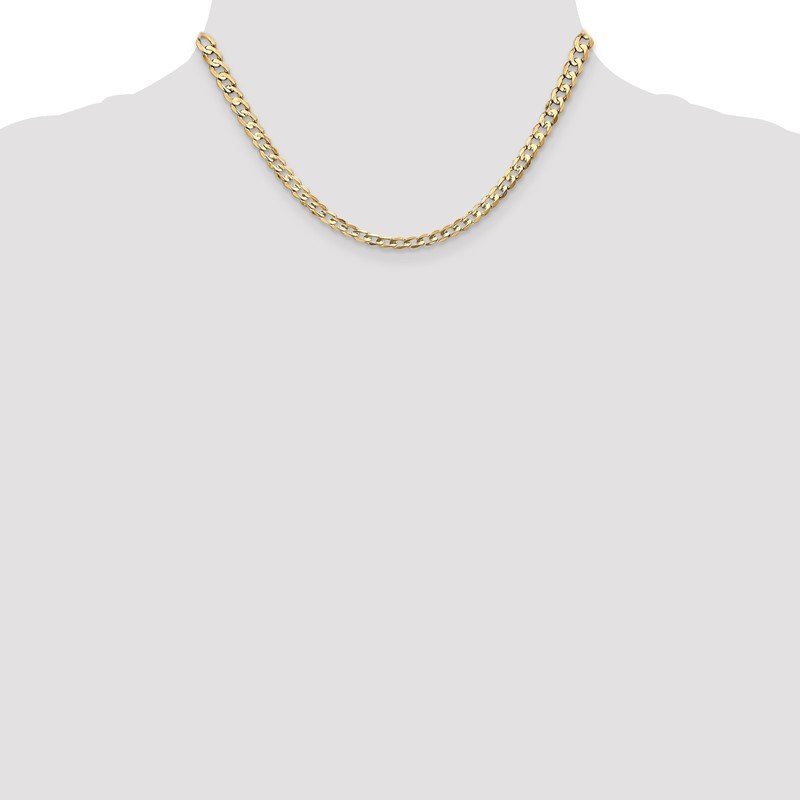14K 26 inch 4.5mm Open Concave Curb with Lobster Clasp Chain