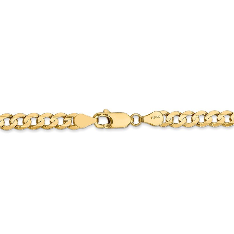 14K 26 inch 4.5mm Open Concave Curb with Lobster Clasp Chain