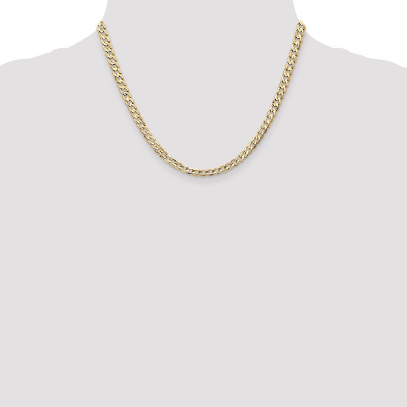 14K 26 inch 4.5mm Open Concave Curb with Lobster Clasp Chain