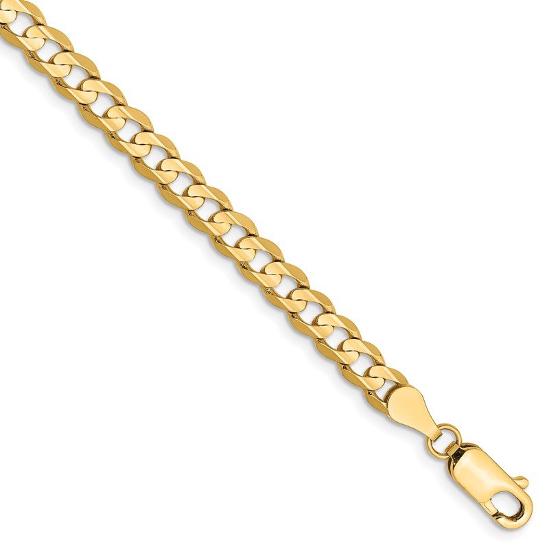 14K 26 inch 4.5mm Open Concave Curb with Lobster Clasp Chain