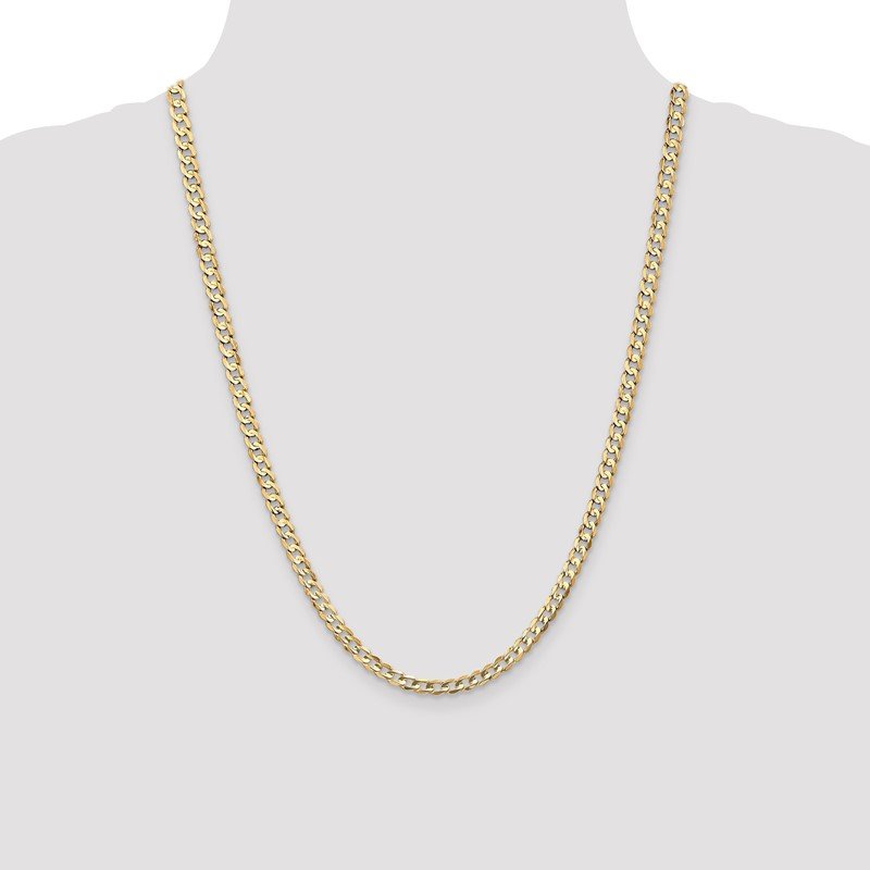 14K 26 inch 4.5mm Open Concave Curb with Lobster Clasp Chain