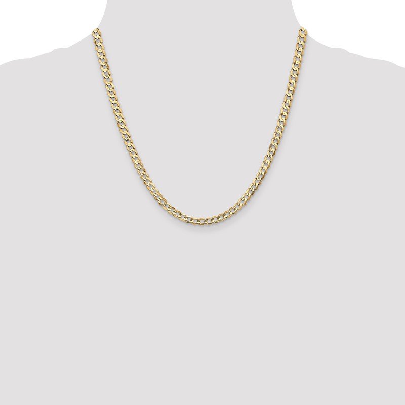 14K 26 inch 4.5mm Open Concave Curb with Lobster Clasp Chain